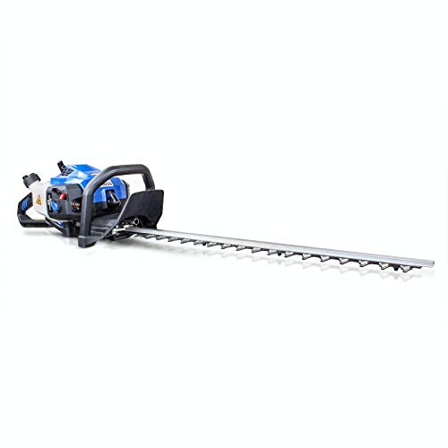 Hyundai Petrol Hedge Trimmer. Lightweight 5.5kg 2 Stroke Hand Held Cordless Garden Bush Cutter with 24" (605mm) Cutting Blade. 180 Degree Hand Held Anti-Vibration Grip with Full 3 Year Warranty