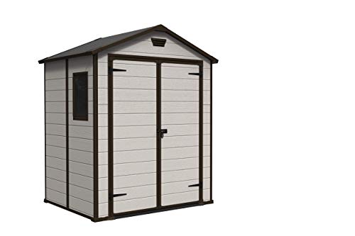 Keter Manor Outdoor Garden Storage Shed, Beige, 6 x 5 ft