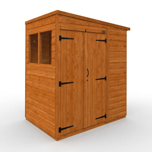 TigerFlex Shiplap Pent Double Door Windows Wooden Garden Shed 4 x 6 ft