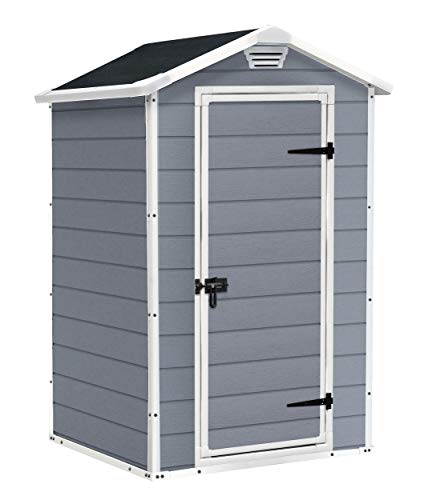 Keter Manor Outdoor Garden Storage Shed, Grey, 4 x 3 ft