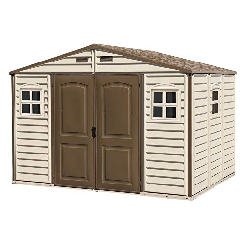 Duramax (30214-1) 10 x 8 Feet V2 Wood Side Vinyl Shed - Ivory/Brown