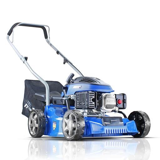 Hyundai Lightweight 40cm 79cc 4 Stroke Push Rotary Petrol Lawnmower, 6 Cutting Central Height Adjustment Lawn Mower, Rust Proof Deck, 3 Year Warranty