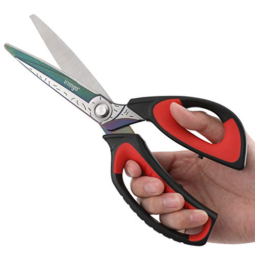 LIVINGO 10" Multipurpose Heavy Duty Scissors, Titanium Coating Ultra Sharp Forged Stainless Steel Tool Industrial Cutting Shears for Fabric, Dressmaking, Carpet, Material, Household, Gardening