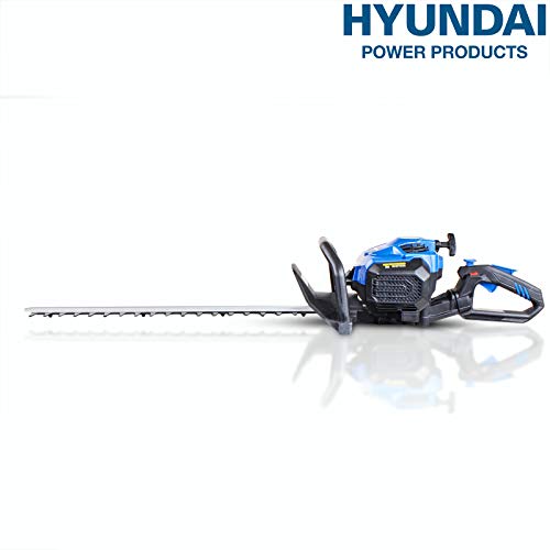 Hyundai Petrol Hedge Trimmer. Lightweight 5.5kg 2 Stroke Hand Held Cordless Garden Bush Cutter with 24" (605mm) Cutting Blade. 180 Degree Hand Held Anti-Vibration Grip with Full 3 Year Warranty