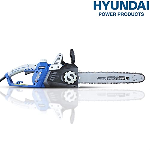 Hyundai 16" Electric Chainsaw, 2400w, 12m Power Cable Chain Saw with 3 Years Warranty, Blue