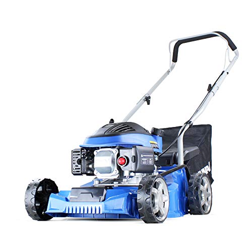 Hyundai Lightweight 40cm 79cc 4 Stroke Push Rotary Petrol Lawnmower, 6 Cutting Central Height Adjustment Lawn Mower, Rust Proof Deck, 3 Year Warranty