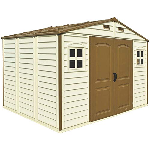 Duramax (30214-1) 10 x 8 Feet V2 Wood Side Vinyl Shed - Ivory/Brown