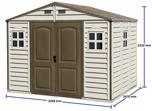 Duramax (30214-1) 10 x 8 Feet V2 Wood Side Vinyl Shed - Ivory/Brown