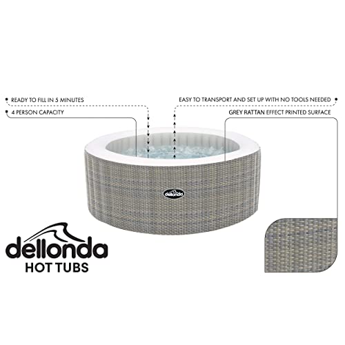 Dellonda 2-4 Person Inflatable Hot Tub Spa with Smart Pump - Rattan Effect - DL90