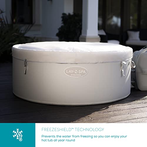 Lay-Z-Spa Singapore AirJet Plus, AirJet Massage System, Drop Stich Inflatable Spa with FreezeShield, 3-5 Person