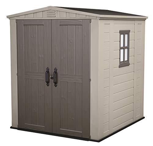 Keter Factor Outdoor Garden Storage Shed, Beige, 6 x 6 ft