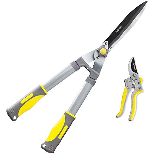 Jardineer 2pcs Garden Shears, Hedge Shears for Trimming Shrubs and Pruning Shears for Cutting Branches, Heavy Duty Garden Tools