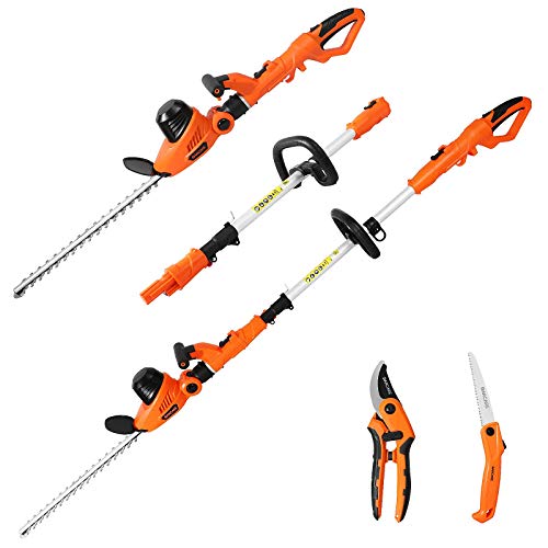 GARCARE Corded Pole Hedge Trimmer - 2 in 1 Extendable Telescopic Hedge Trimmers Long Reach 2.8m,Electric Hedge Cutter Shrub Trimmer (510 mm Cutting Blade, 20 mm Cutting Space, 600W)