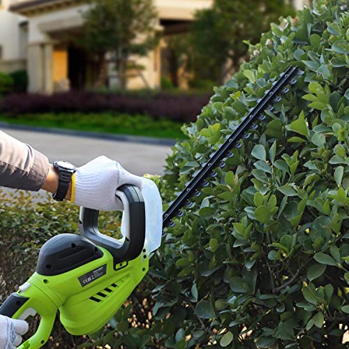 Stream Hedge Trimmer, 600W Electric Hedge Trimmer and Cutter, 51cm Blade Length, 16mm Tooth Opening, Double Action Blade, Blade Cover, Ergonomic 180-degree Rotating Handle, Lightweight and 10m Cable