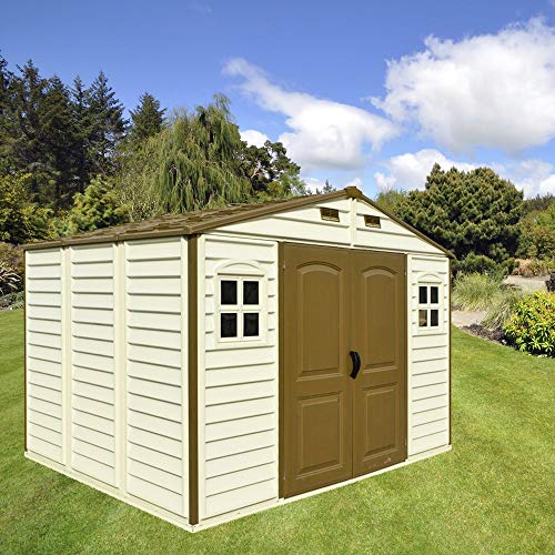 Duramax (30214-1) 10 x 8 Feet V2 Wood Side Vinyl Shed - Ivory/Brown