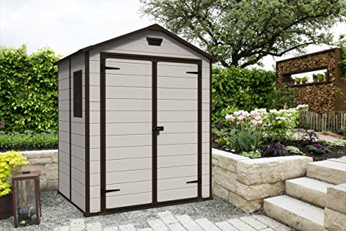 Keter Manor Outdoor Garden Storage Shed, Beige, 6 x 5 ft