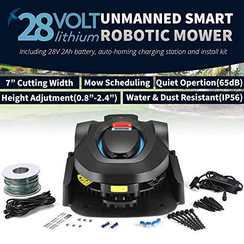 swift RM18 28V Robotic Lawnmower AutoCharging Self-Propelled 18cm Cut Width and 20-60mm Cutting Heights Robot Lawn Mower with Samsung Battery for Lawns up to 600m² include garage