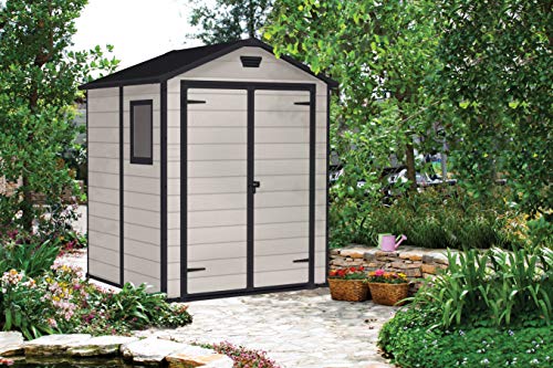 Keter Manor Outdoor Garden Storage Shed, Beige, 6 x 5 ft