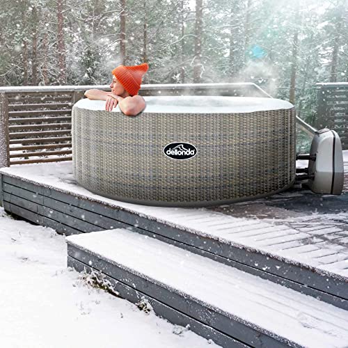 Dellonda 2-4 Person Inflatable Hot Tub Spa with Smart Pump - Rattan Effect - DL90