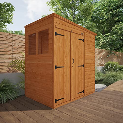 TigerFlex Shiplap Pent Double Door Windows Wooden Garden Shed 4 x 6 ft