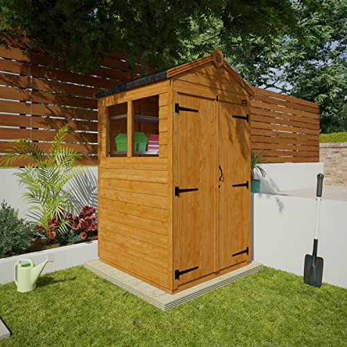 TigerFlex Shiplap Apex Double Door Windows Wooden Garden Shed 4 x 4 ft