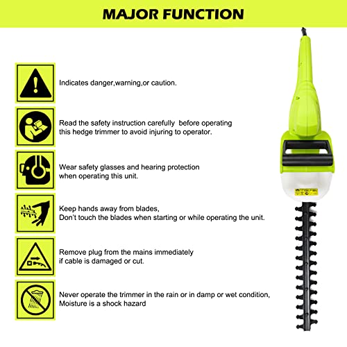 520W Electric Hedge Trimmer, Hedge Trimmer and Cutter Ultra Lightweight 2.4kg, 460mm Blade Length, 16mm Tooth Spacing, 6m Power Cable, Dual Steel Blade with Blade Cover and Ergonomic Handle