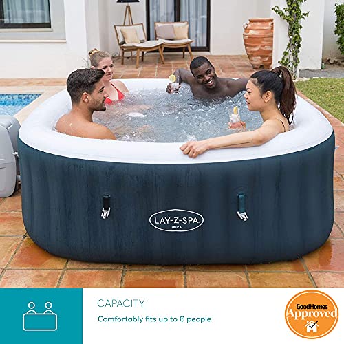 Lay-Z-Spa Ibiza Hot Tub 140, AirJet Massage System Inflatable Spa with Freeze Shield and Rapid Heating, 4-6 Person