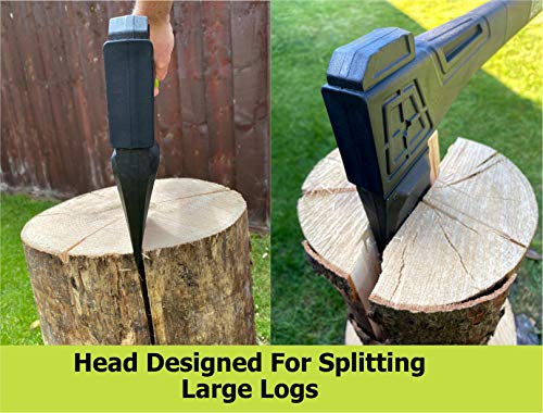 Davaon Pro 71cm Log Splitting Axe - Up To 30cm Logs - High Carbon Steel Blade - Balanced For Swing Power - 1.7kg Non Come Off Head - Strong Fibreglass Handle - Storage Case - Firewood Garden Camping