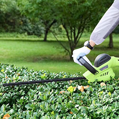 Stream Hedge Trimmer, 600W Electric Hedge Trimmer and Cutter, 51cm Blade Length, 16mm Tooth Opening, Double Action Blade, Blade Cover, Ergonomic 180-degree Rotating Handle, Lightweight and 10m Cable