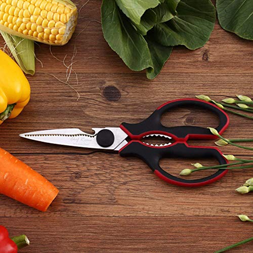 Heavy Duty Sharp Kitchen Scissors - 2 Yr Warranty - Detachable For Easy Cleaning. Multipurpose Utility Shears for Chicken, Poultry, Fish, Meat, Vegetables, Flowers