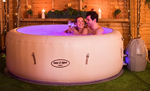 Lay -Z-Spa Paris Hot Tub with LED Lights, Airjet Inflatable, 4-6 Person