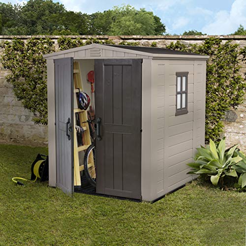 Keter Factor Outdoor Garden Storage Shed, Beige, 6 x 6 ft