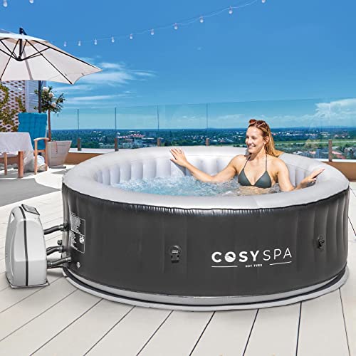 CosySpa Inflatable Hot Tub Spa [2022 Model] – Outdoor Bubble Hot Tub | 2-6 Person Capacity – Quick Heating | Round Hot Tub (Hot Tub Only - 4 Person)