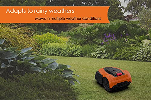 AYI DRM3-600i Robot Lawnmower - Cuts Up To 600㎡ Robotic Lawnmower with Auto Charging, Easy Set-up, Bluetooth App Control, Edge Cutting, Tackle 20° Gradient, Multiple Safety Sensors UK Plug