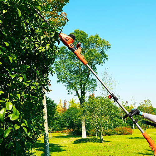 GARCARE Corded Pole Hedge Trimmer - 2 in 1 Extendable Telescopic Hedge Trimmers Long Reach 2.8m,Electric Hedge Cutter Shrub Trimmer (510 mm Cutting Blade, 20 mm Cutting Space, 600W)