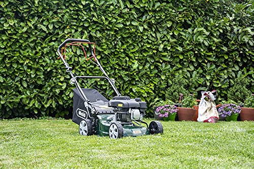 Webb Classic WER410SP Self Propelled 4 Wheel Petrol Rotary Lawnmower, 7 Cutting Heights, 41cm Cutting Width and 45L Collection Bag - 2 Year Guarantee