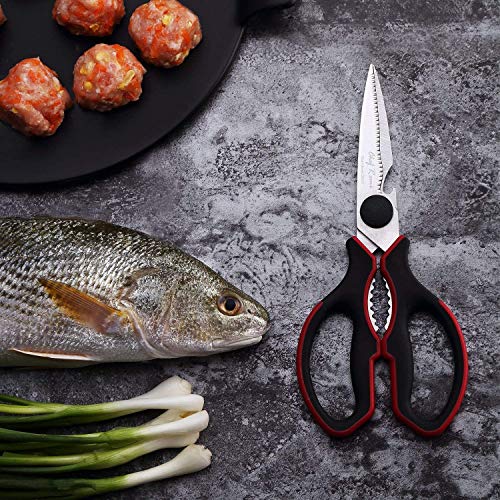 Heavy Duty Sharp Kitchen Scissors - 2 Yr Warranty - Detachable For Easy Cleaning. Multipurpose Utility Shears for Chicken, Poultry, Fish, Meat, Vegetables, Flowers